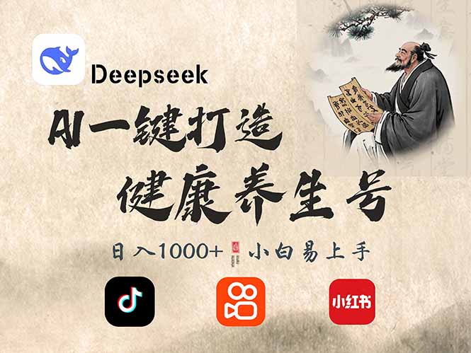 DeepSeek做养生号,一条作品涨粉2万+,轻松日入300+创业项目-副业赚钱-互联网创业-资源整合HubZap创业