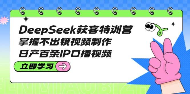 DeepSeek获客特训营:掌握不出镜视频制作,日产百条IP口播视频创业项目-副业赚钱-互联网创业-资源整合HubZap创业
