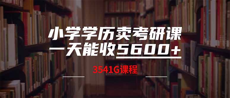小学学历卖考研课程，一天收5600(附3580G考研合集创业项目-副业赚钱-互联网创业-资源整合HubZap创业