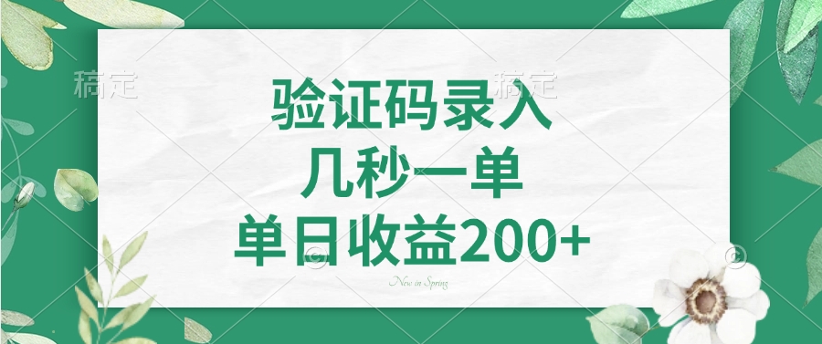 验证码录入,几秒一单,单日收益200+创业项目-副业赚钱-互联网创业-资源整合HubZap创业