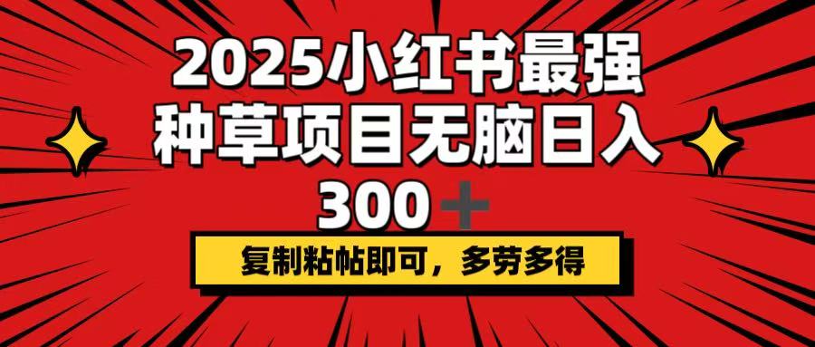 2025小红书最强种草项目，无脑日入300+，复制粘帖即可，多劳多得创业项目-副业赚钱-互联网创业-资源整合HubZap创业